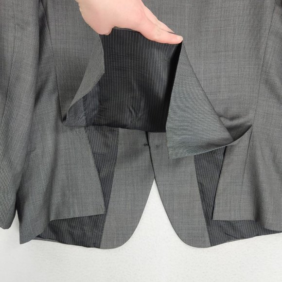 Calvin Klein Jacket Mens 46 Regular Gray Wool Slim Fit Blazer Suit Coat Career - Picture 15 of 15